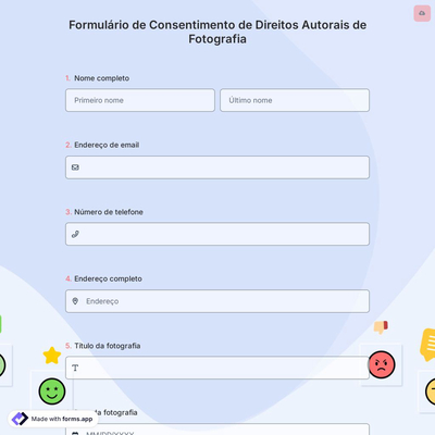 Formulário de Consentimento de Direitos Autorais de Fotografia