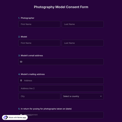 Photography Model Consent Form