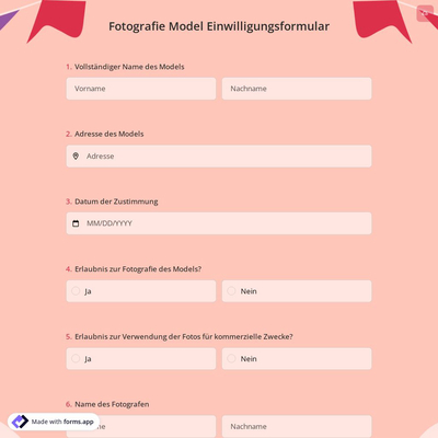 Fotografie Model Einwilligungsformular