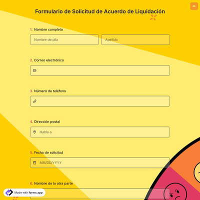 Formulario de Solicitud de Acuerdo de Liquidación