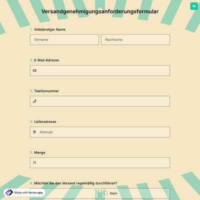 Versandgenehmigungsanforderungsformular