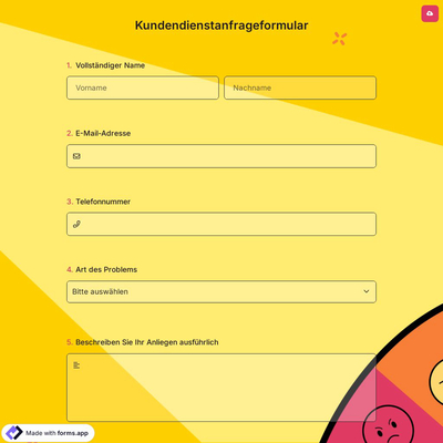 Kundendienstanfrageformular