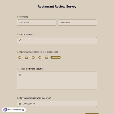 Restaurant Review Survey