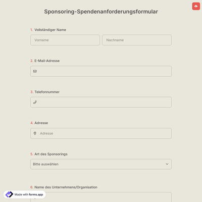 Sponsoring-Spendenanforderungsformular