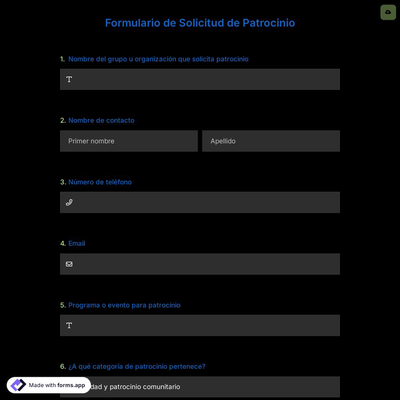 Formulario de Consulta de Patrocinio