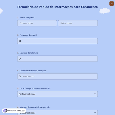 Formulário de Pedido de Informações para Casamento