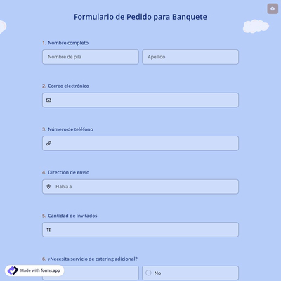 Formulario de Pedido para Banquete