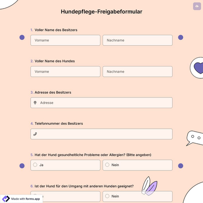 Hundepflege-Freigabeformular
