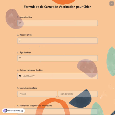 Formulaire de Carnet de Vaccination pour Chien