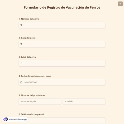 Formulario de Registro de Vacunación de Perros
