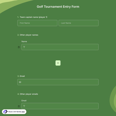 Golf Tournament Entry Form