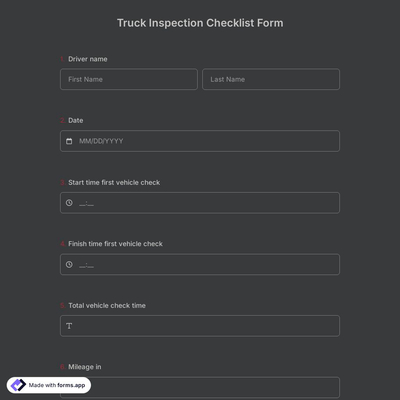 Truck Inspection Checklist Form