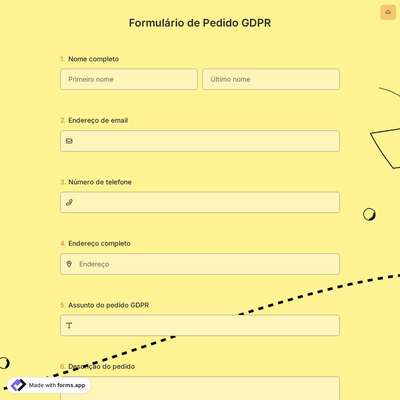 Formulário de Pedido GDPR