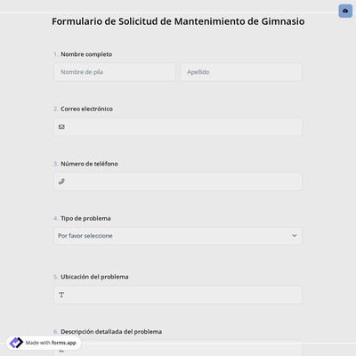 Formulario de Solicitud de Mantenimiento de Gimnasio