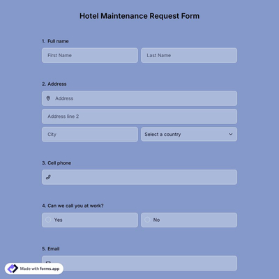 Hotel Maintenance Request Form