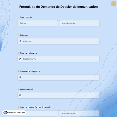 Formulaire de Demande de Dossier de Immunisation