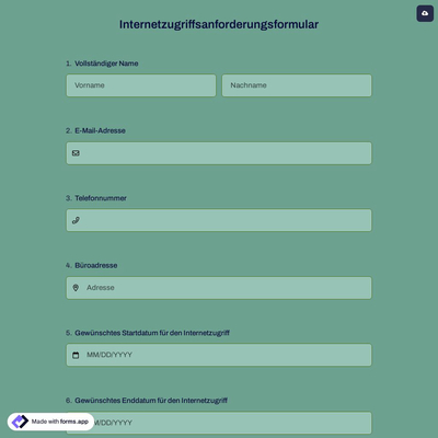 Internetzugriffsanforderungsformular