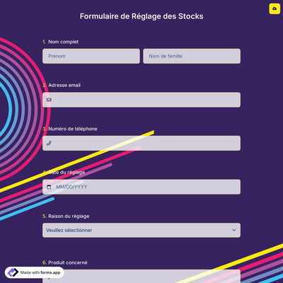 Formulaire de Réglage des Stocks