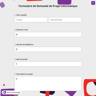 Formulaire de Demande de Projet Informatique