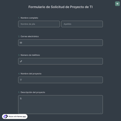 Formulario de Solicitud de Proyecto de TI