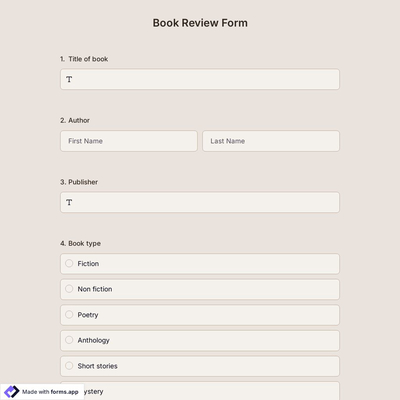 Book Review Form