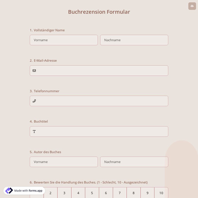 Buchrezension Formular