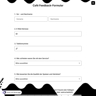 Café Feedback-Formular
