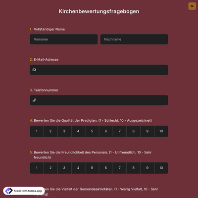 Kirchenbewertungsfragebogen