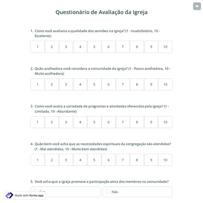 Questionário de Avaliação da Igreja