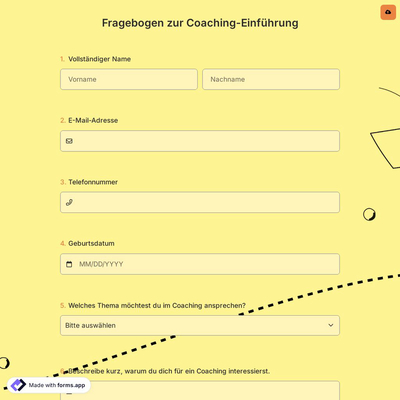 Fragebogen zur Coaching-Einführung