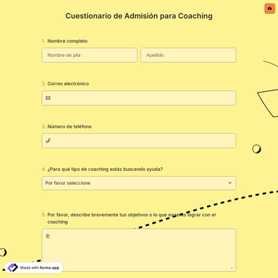 Cuestionario de Admisión para Coaching