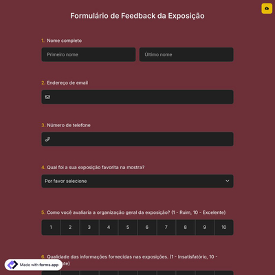 Formulário de Feedback da Exposição
