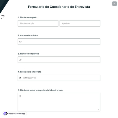 Formulario de Cuestionario de Entrevista
