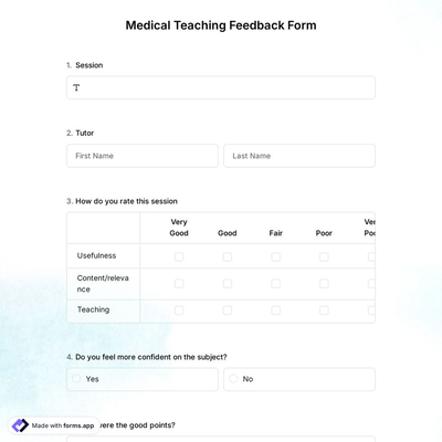 Medical Teaching Feedback Form