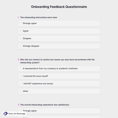 Onboarding Feedback Questionnaire