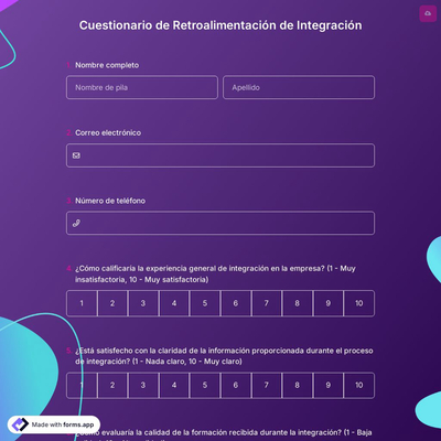 Cuestionario de Retroalimentación de Integración