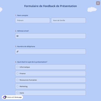 Formulaire de Feedback de Présentation