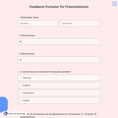 Feedback-Formular für Präsentationen