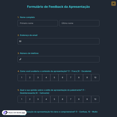 Formulário de Feedback da Apresentação