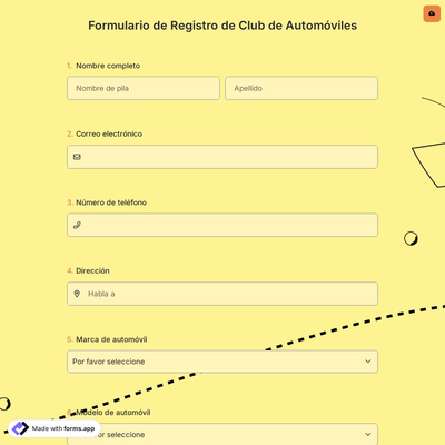 Formulario de Registro de Club de Automóviles