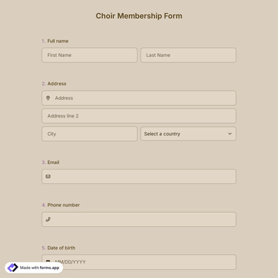 Choir Membership Form