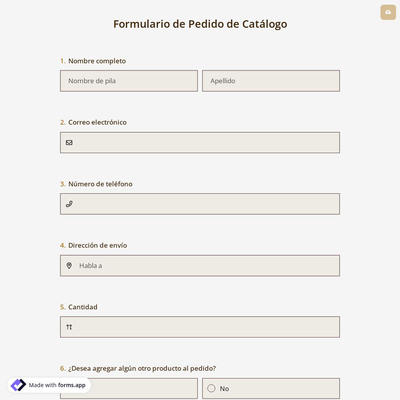 Formulario de Pedido de Catálogo