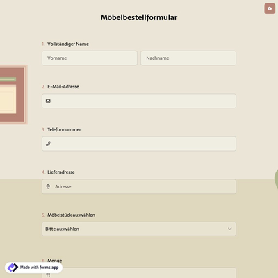 Möbelbestellformular