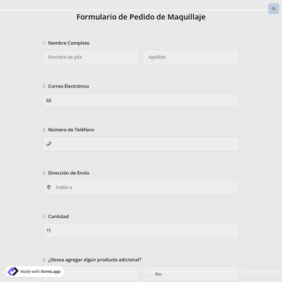 Formulario de Pedido de Maquillaje
