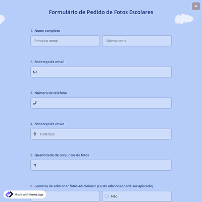 Formulário de Pedido de Fotos Escolares