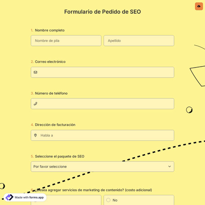 Formulario de Pedido de SEO