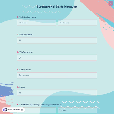 Büromaterial Bestellformular