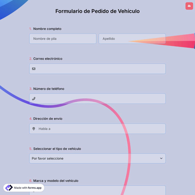 Formulario de Pedido de Vehículo
