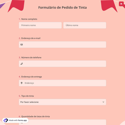 Formulário de Pedido de Tinta