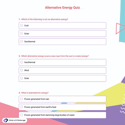 Alternative Energy Quiz